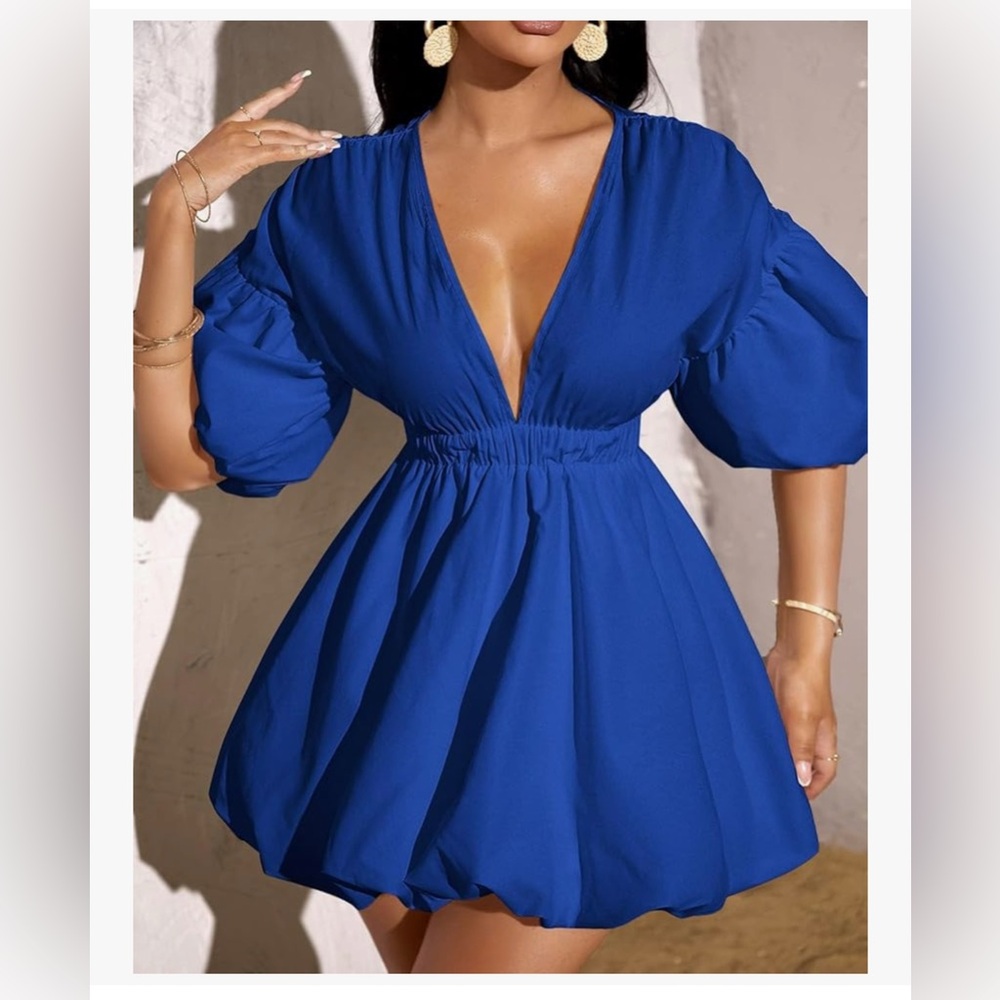 NWOT Bubble Minidress sz M Blue BRAND NEW NEVER WORN